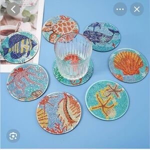 Diamond Art  Coasters Kit 8 pieces sea creatures craft project